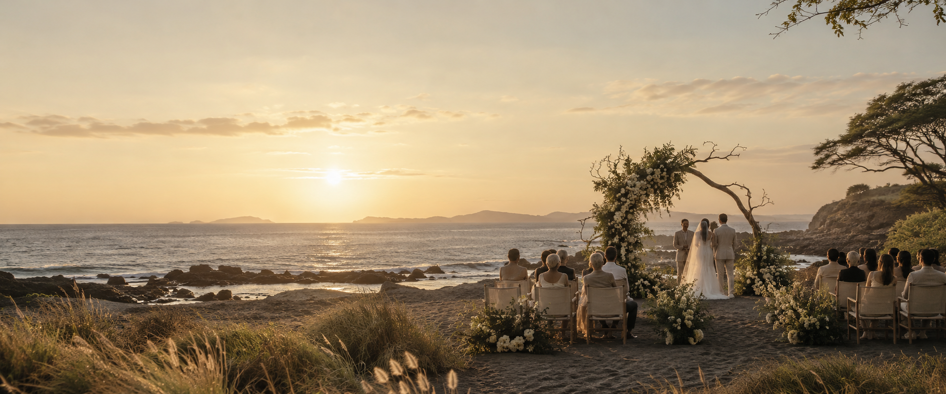 Coastal wedding ceremony overlooking the Pacific Ocean